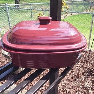 Pampered Chef Burgundy Ceramic Covered Casserole